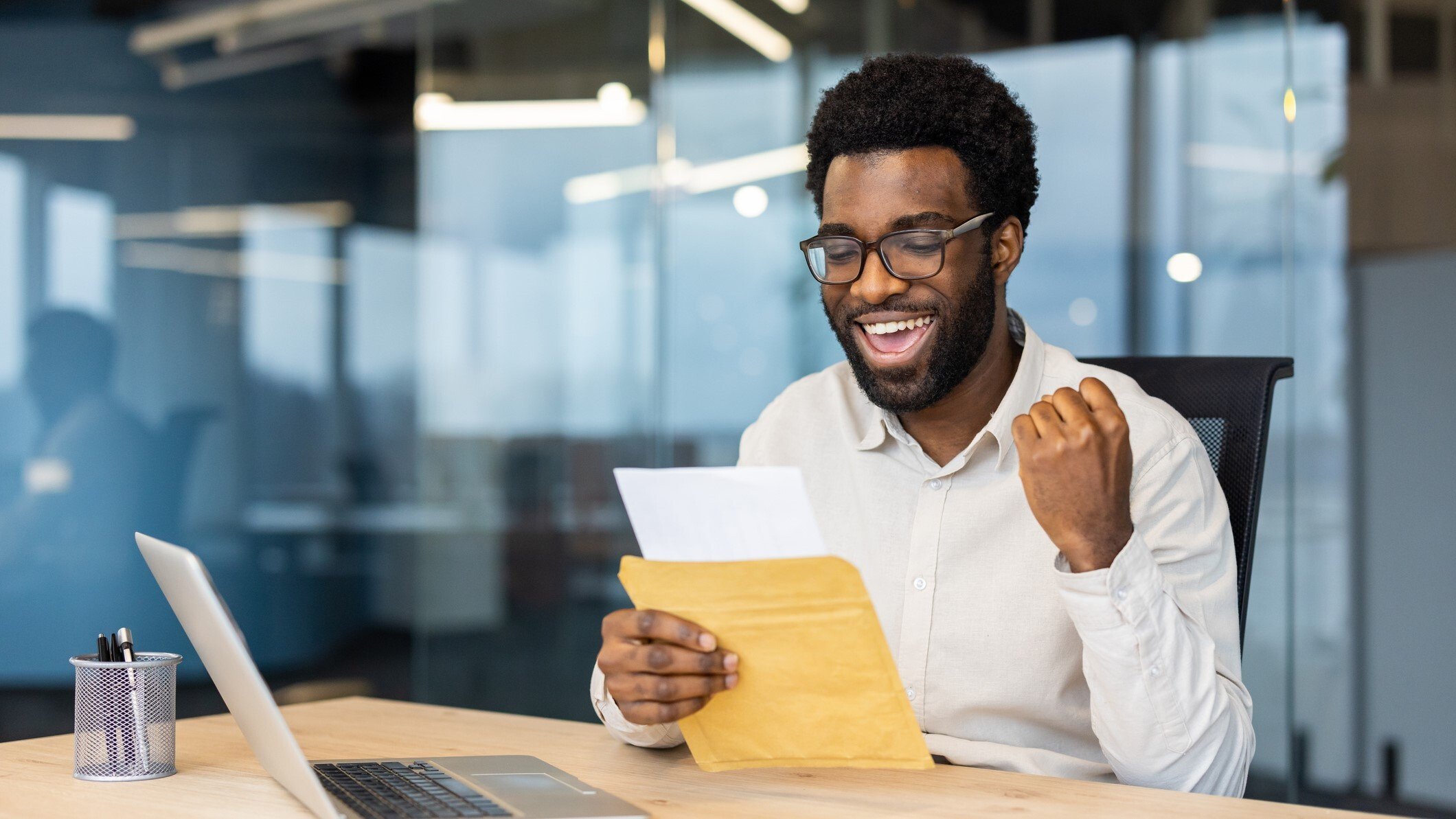 man reading certified translation document