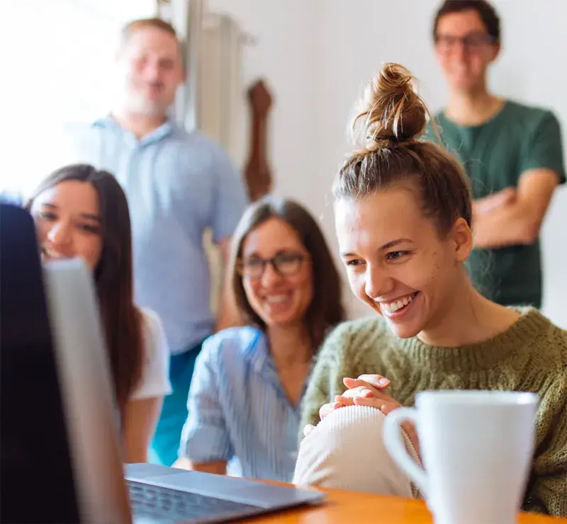 group of people watching video