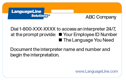 A badge can be viewed for instructions to reach an interpreter.