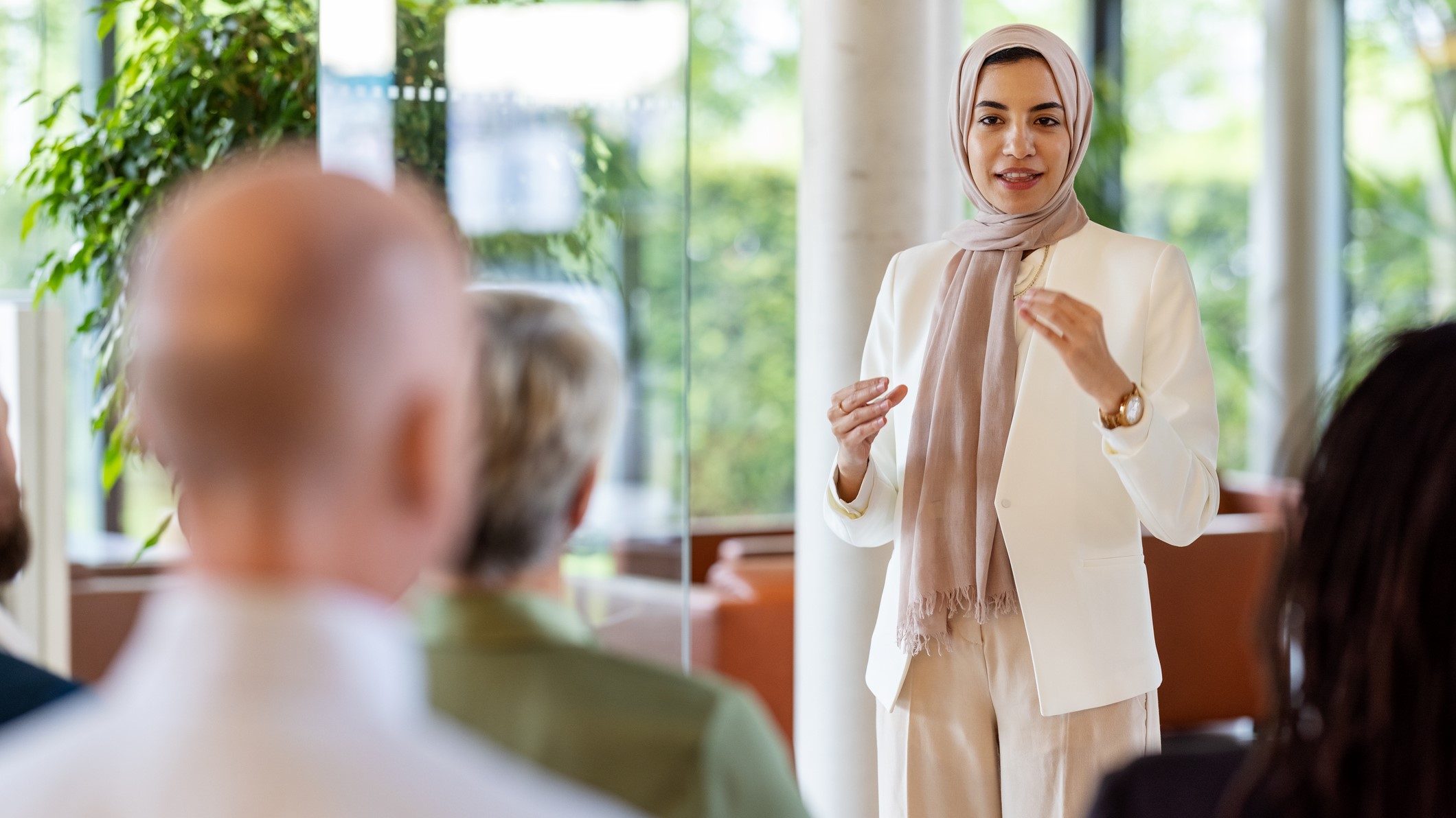 A multilingual group meeting